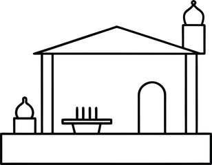 minimalist villa rooftop terrace line art