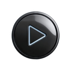 Glossy black round button with play icon
