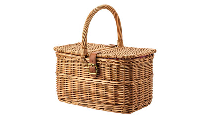 Light brown wicker picnic basket with a lid and handle (1)