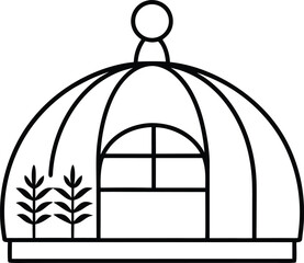 rooftop botanical garden glass dome line art
