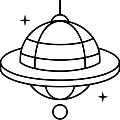 one line line art futuristic rotating space habitat