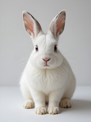 Obraz premium Rabbit , 4 months old, sitting against white background
