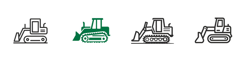 Naklejka premium Bulldozer Icons: Construction Equipment and Heavy Machinery
