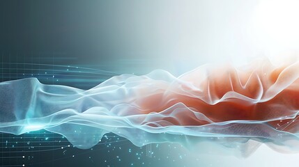 Abstract Wave of Colorful Light with Digital Elements in a Soft Flowing Design for Creative Backgrounds