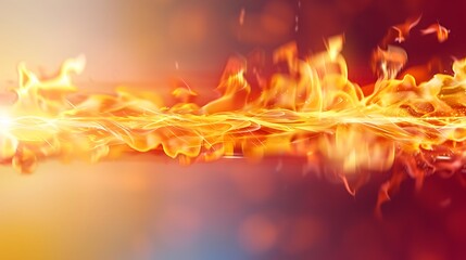 Vibrant and Luminous Fire Flames with Dramatic Background and Reflection in Warm Tones for Creative Projects