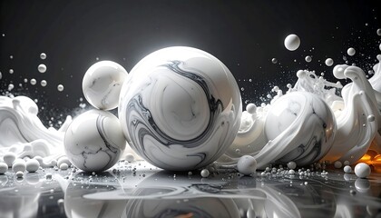 Obraz premium Abstract spheres in white liquid