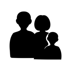 Silhouette of a simple three person family, father, mother and child