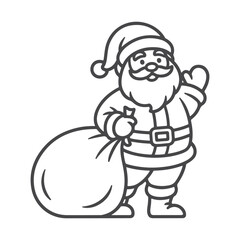 Santa Waving with Big Gift Bag Silhouette