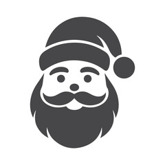 Santa Claus Face Silhouette with Hat Vector