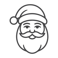 Minimalist Santa Claus Face Line Art Silhouette