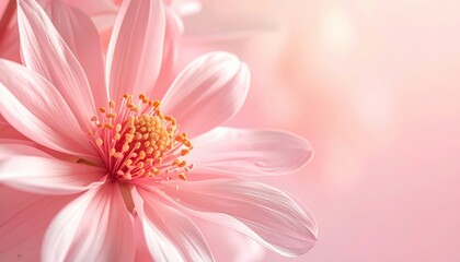 Delicate pink flower blooming in spring nature photography soft background serene environment close-up view floral concept