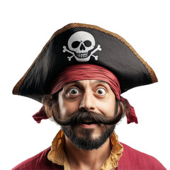 Pirate adventure theme with excited character in costume