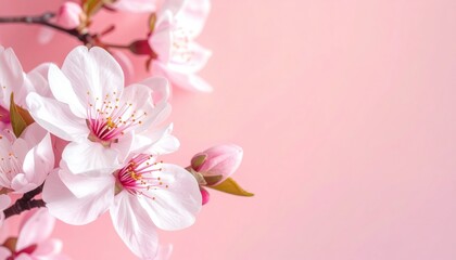 Obraz premium Delicate cherry blossom flowers on soft pink background floral photography nature tranquil environment close-up view beauty of spring