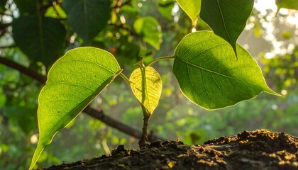 Close-up of young leaves emerging from a branch