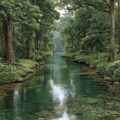 Adventure through the green jungle exploring a pristine river in nature's embrace