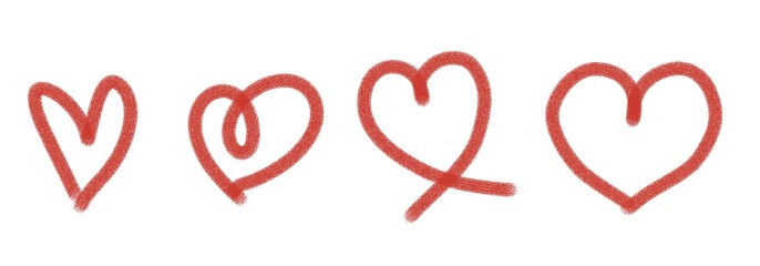 Hand Drawn Red Heart Set – Cute Sketchy Love Symbols Collection
