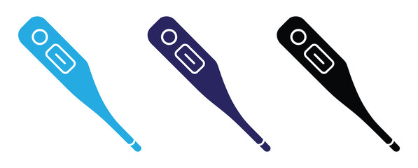 Digital thermometer icons set medical healthcare measurement device iconography representing health vector
