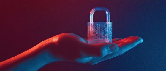 The Padlock Symbolizing Digital Security and Data Protection in Neon Light