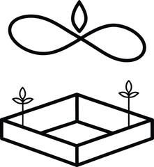 rooftop infinity water garden line art