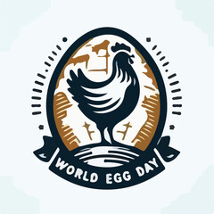 World Egg Day Logo with Chicken Silhouette in Egg Shape