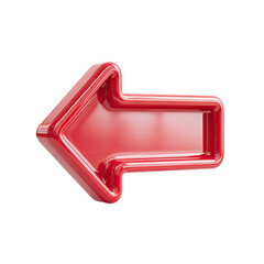Glossy, three-dimensional red arrow pointing left, rendered with subtle highlights and shadows