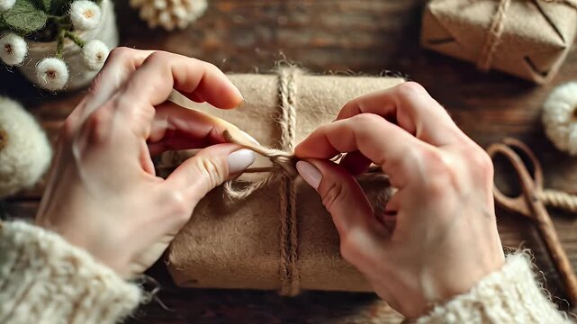 Rustic Gift Wrapping: A Cozy Winter Scene