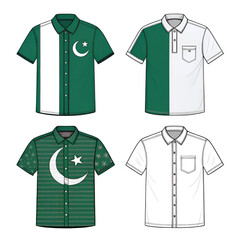 set of different male shirts with pakistan flag screen