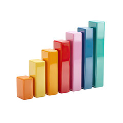 Ascending colorful blocks forming a bar graph, showcasing growth and progress