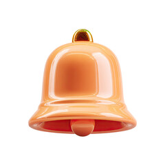Peach-colored bell, glossy finish, 3D rendered, slight curve, small clapper