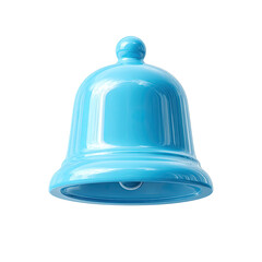 A glossy, light-blue bell icon, rendered in 3D, with a smooth, curved surface and subtle highlights