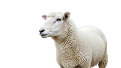 Close-up of a fluffy, white sheep