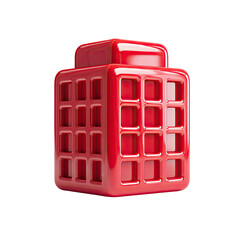 Glossy red cubic building icon with a grid pattern and a small top section