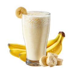 Creamy banana smoothie in tall glass