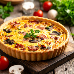 Quiche gourmande aux champignons et au bacon