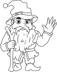 Friendly Wizard Greeting Line Art