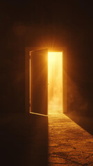 Open Door with Bright Light Entrance Concept &ndash; Freedom and Opportunity