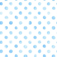 Light blue seamless watercolor polka dot pattern on white background.