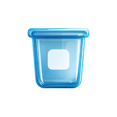 Light-blue, glossy, rounded container with a white square