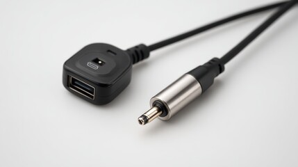 Black power cord with usb connectors