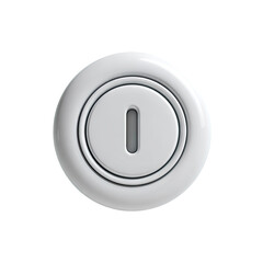White circular button with a centered vertical line