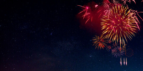 Fireworks with Night Sky Background