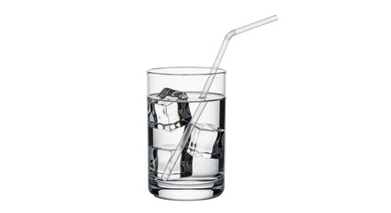 Isolated glass of water with ice cubes and straw is an invigorating beverage choice