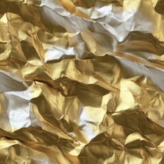 Seamless Crumpled Gold and Silver Foil Abstract Shiny Texture
