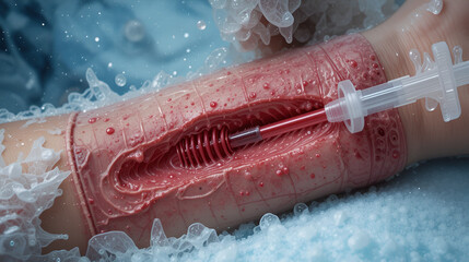 Fototapeta premium Internal hemorrhage after intravenous injection