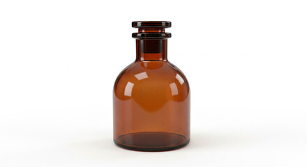 brown glass medicine bottle on a white background