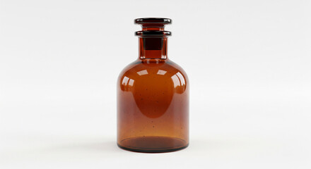 brown glass medicine bottle on a white background