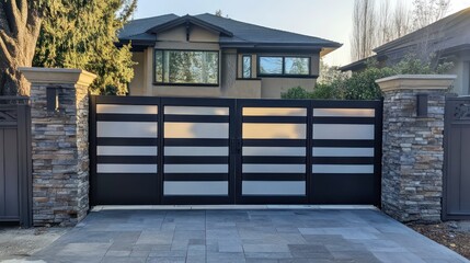 Secure privacy gate featuring frosted glass inserts, durable frames, and clean lines