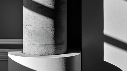 Minimalist architectural detail of a concrete column with soft light, highlighting abstract geometric beauty. real-estate listings.