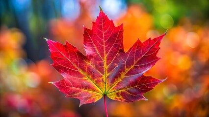 Single red maple leaf in autumn
