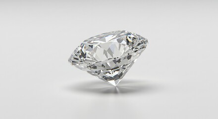 輝くダイヤモンド 白背景 精密描写 透明感. AI Generated